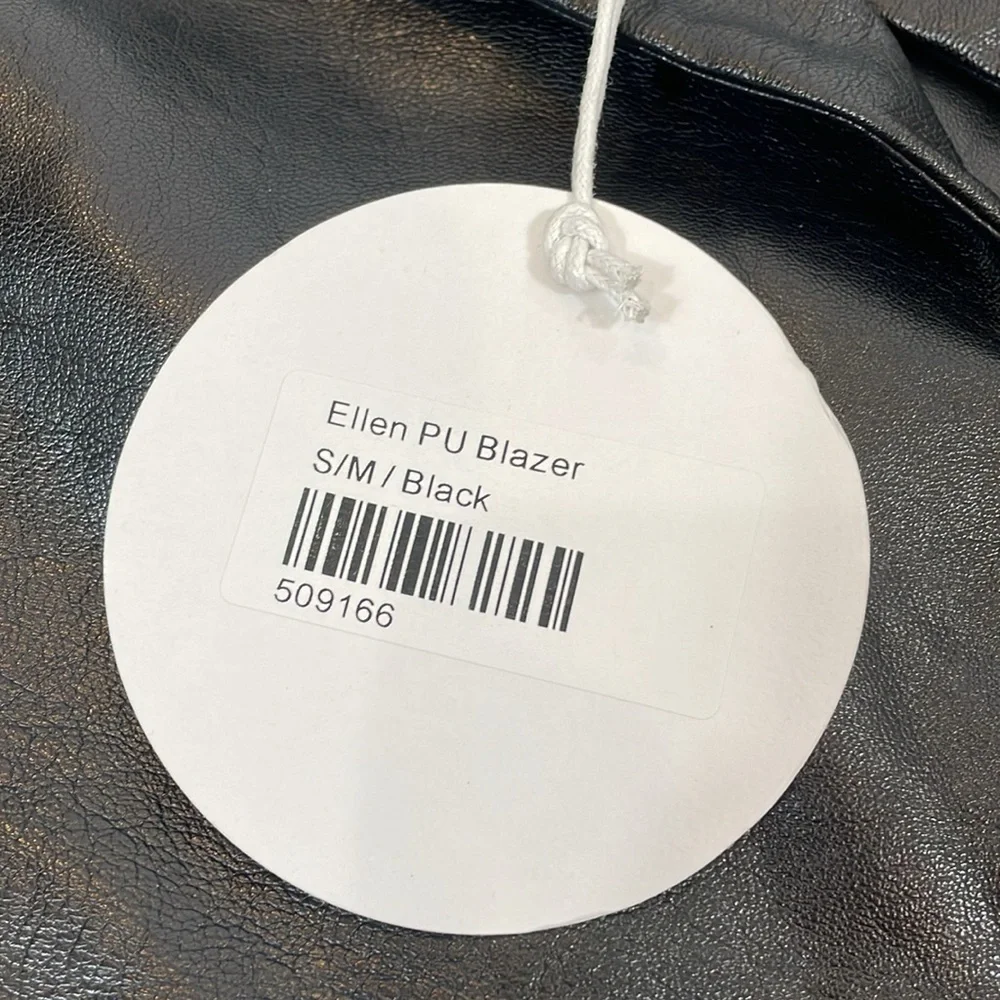 NWT Princess Polly Ellen Faux Leather Blazer Jacket Size S/M Black Tailored - Picture 4 of 10